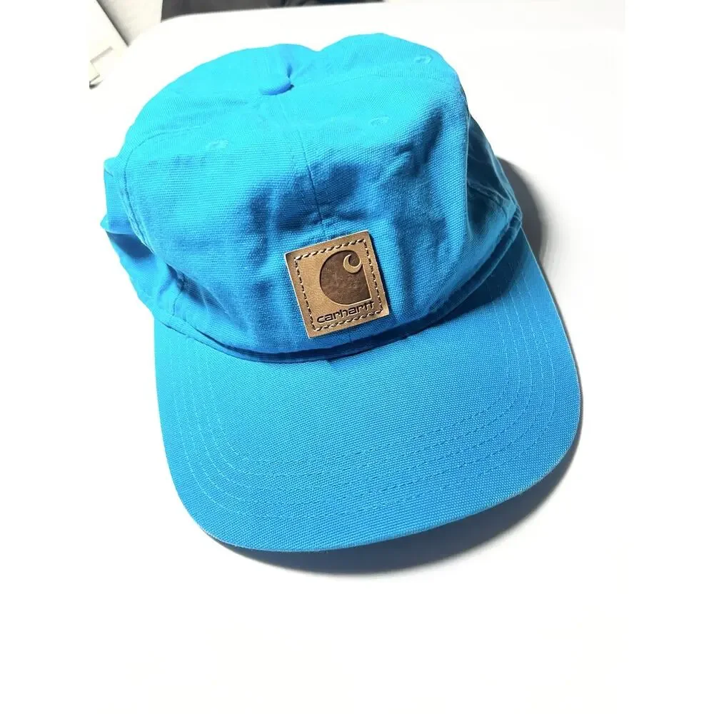 Carhartt Leather Patch Baseball Cap Adjustable Strap Unisex OSFM Turquoise